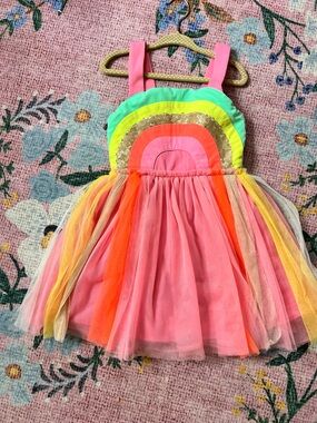 Girls' Rainbow Tulle Dress - Pink & Neon size 4
